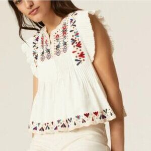 🎉 NEW LISTING NWT Sea New York Embroidered Women's Flutter Sleeve Top, XS